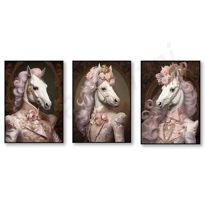 Magnifique cheval blanc avec cheveux roses