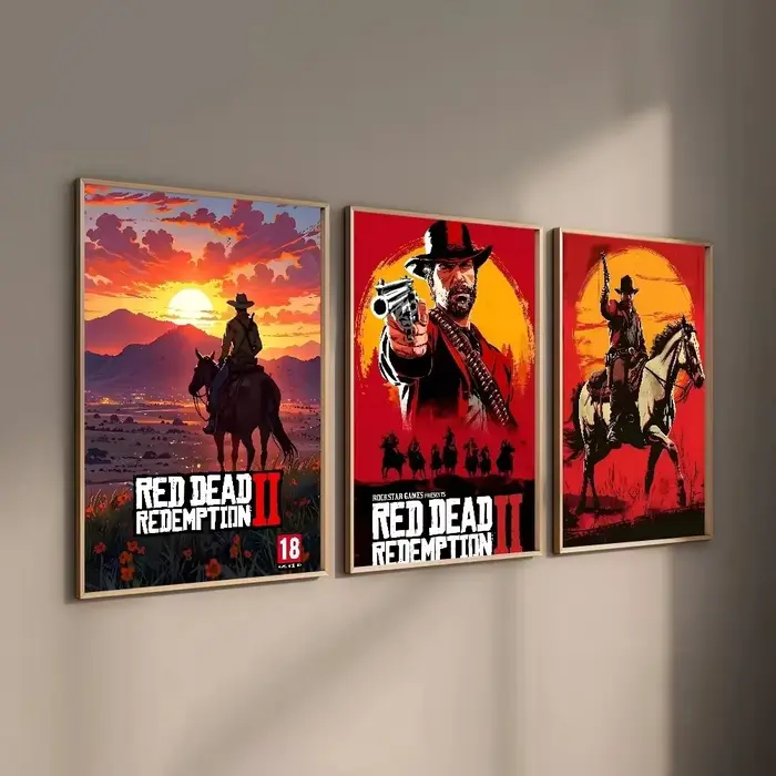 Affiche de jeu r-rouge Dead Redemption 2 RDR2, toile d'art HD, peinture, décoration de maison, salon, bar