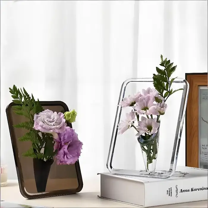 Vase à fleurs en acrylique transparent - Vases d'art moderne pour la décoration de la maison, vases décoratifs pour bureaux et étagères