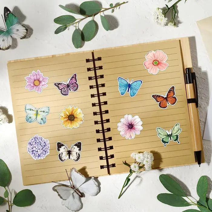 500 pièces papillon fleur autocollant 2.5 cm/1.0 pouces coloré