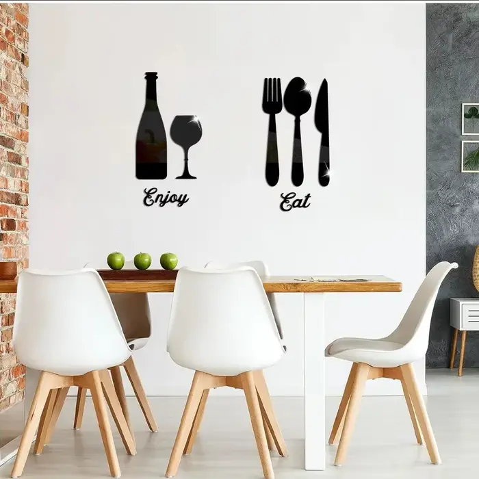 Autocollants muraux miroir avec Logo de cuisine