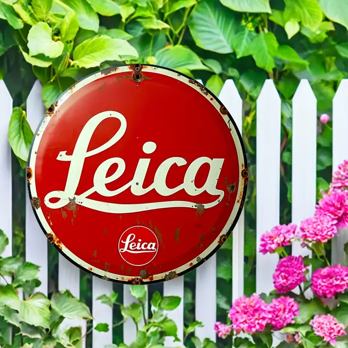 Peinture sur planche de bois haute définition, art mural rond avec appareil photo Leica vintage, pla