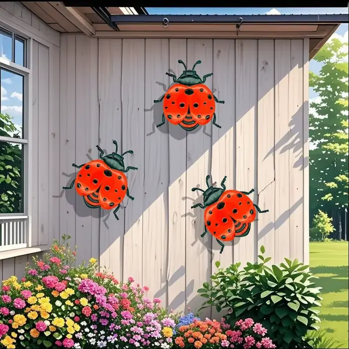 Décoration murale en métal en forme de coccinelle