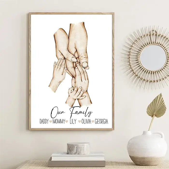 Affiches d'art mural minimalistes de peinture de toile de famille
