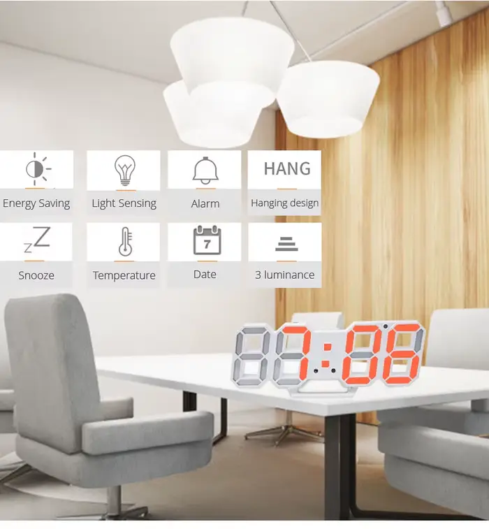Horloge murale LED 3D Design moderne