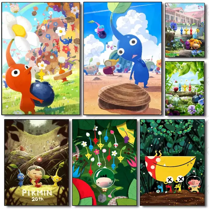 Affiche de dessin animé p-pikmins