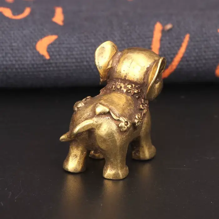 Figurines d'éléphant miniatures en Bronze Antique, ornement de Table pour animaux de compagnie, déco