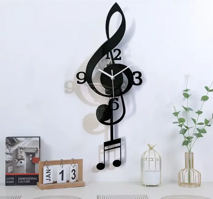 Mode créative symboles de musique salon balançoire horloge murale décoration de la maison