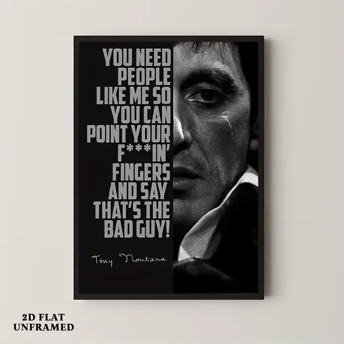 Impression sur toile avec citation de Tony Montana