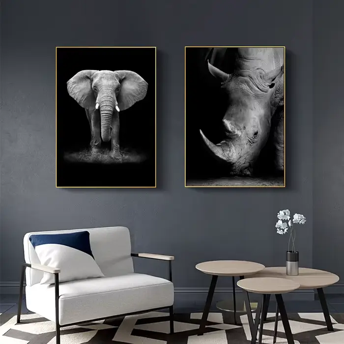 Toile peinture Animal mur Art Lion éléphant hippopotame zèbre affiche et moderne minimaliste Photo mur salon chambre décoration