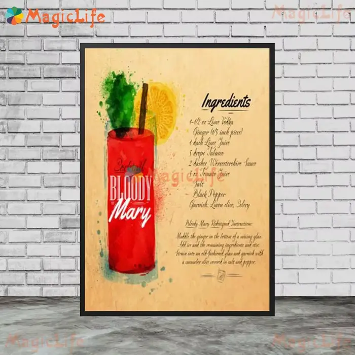 Bar boissons liste Cocktail photos murales pour cuisine salle thé Restaurant décor nordique affiche 