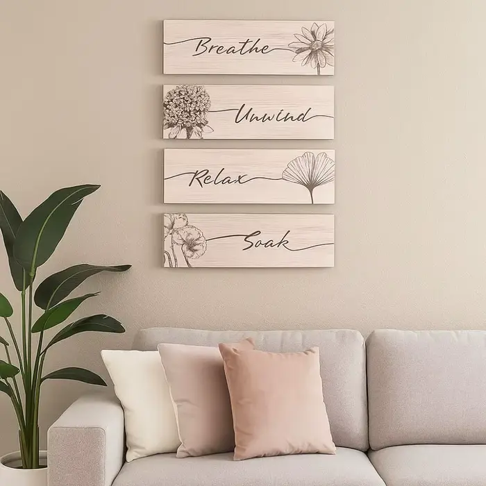 Décoration Murale en Bois : Art Floral Amusant Fait Main