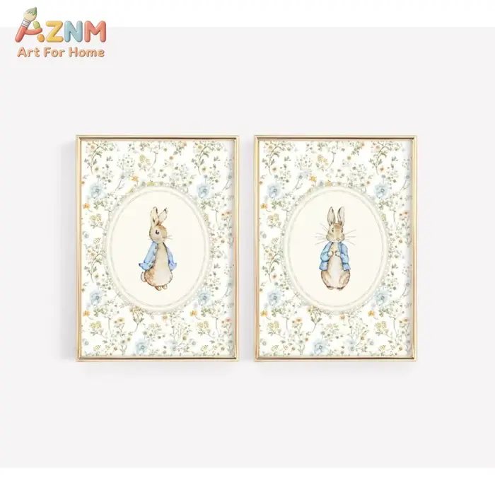 AZNM Impression sur toile vintage Peter Rabbit sans cadre