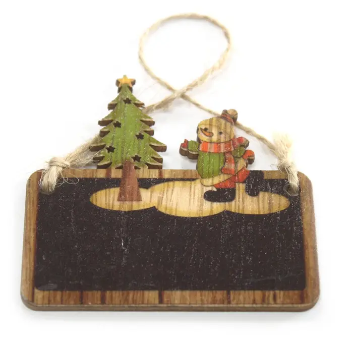 Pack of 2 Christmas Wooden Craft Decoration - Snowman & Tree