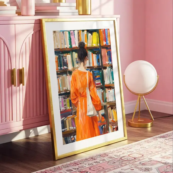 Affiche d'art de librairie pour femme