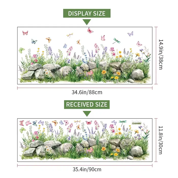 Autocollants muraux aquarelle pierres et fleurs, sparadrap muraux en vinyle papillon pour pépinière,