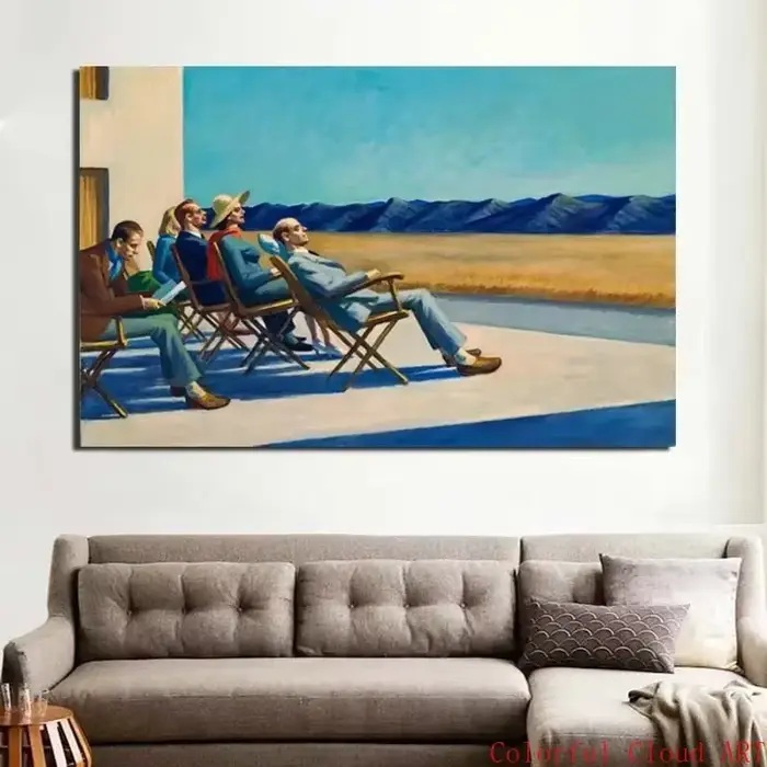 Affiche Edward Hopper, images modulaires de personnes au soleil