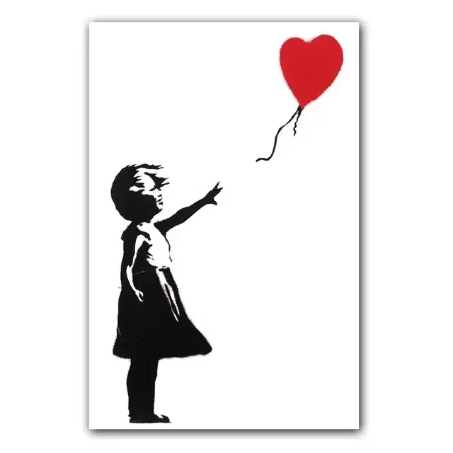 Banksy Art Girl avec ballon rouge toile peinture affiche pour salon chambre décor à la maison