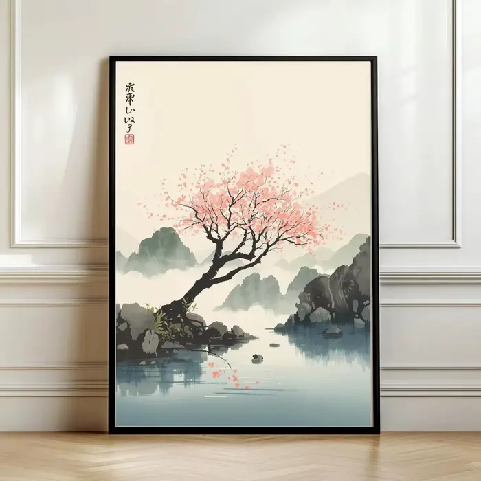 Affiche imprimée sur toile de fleur de cerisier japonaise, Vintage, paysage naturel japonais, imprim