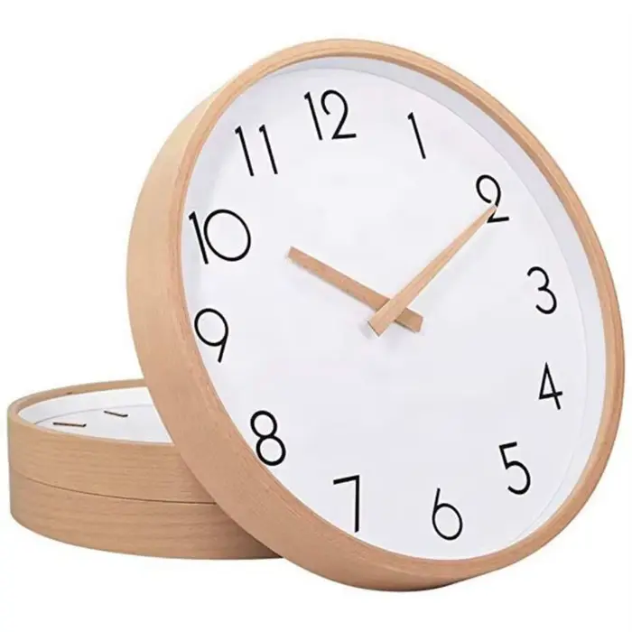 Horloge murale blanche silencieuse en bois, design nordique moderne, pour salon, chambre à coucher, 