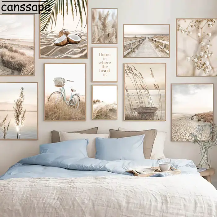 Beige Reed Pampa Toile Peinture