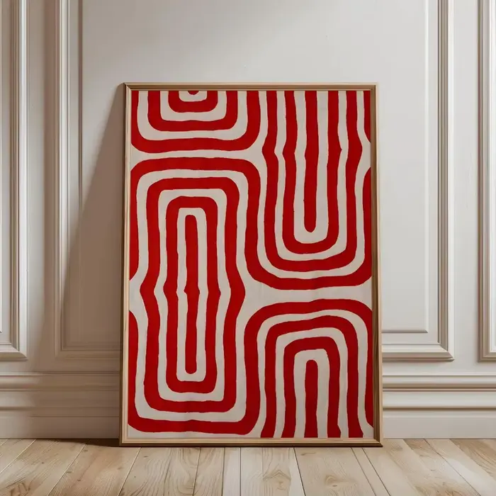 Impression sur toile de peinture murale au design géométrique rouge, moderne et rétro, pour chambre 
