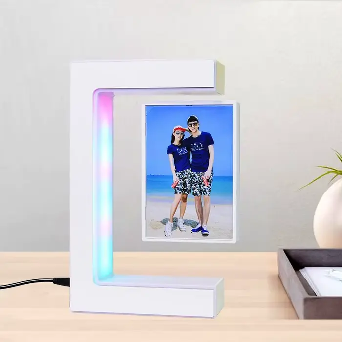 Cadre photo flottant, support d'image rotatif à 360°, cadeau créatif pour la maison, le bureau, les 