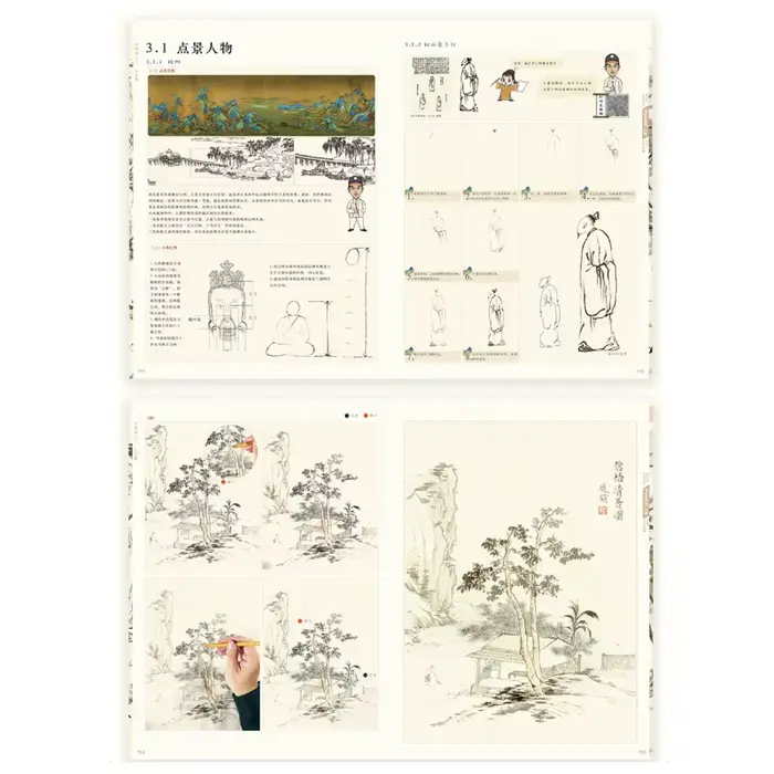 Chinese Painting Beginner Getting Started Tutorial Freehand Meticulous Flowers Birds Landscape Drawing Teaching Material Book