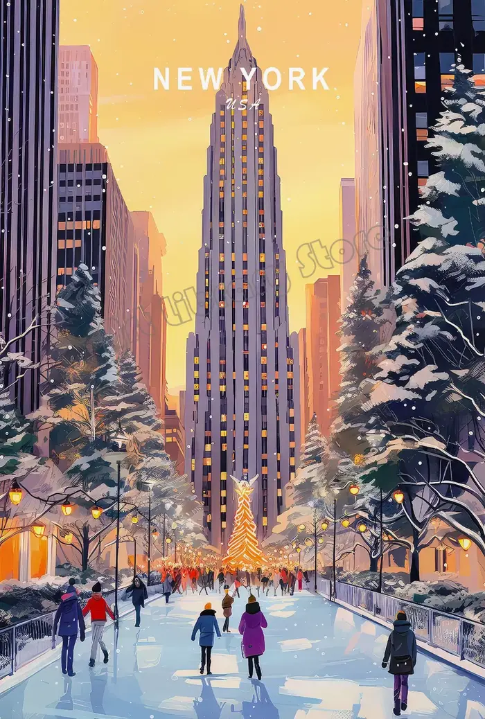 Affiche aquarelle moderne de ville de voyage de renommée mondiale, Amsterdam Amalfi Madrid, peinture