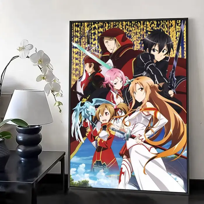 S-Sword Art O-Online SAO peinture calligraphie HD toile peinture mur Art décor pour maison bureau sa