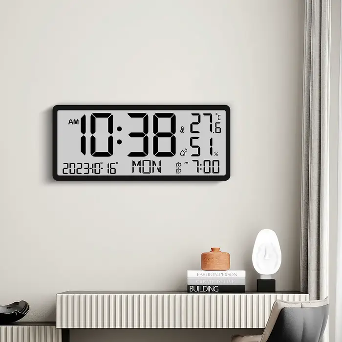 Horloge murale numérique LCD créative pour salon
