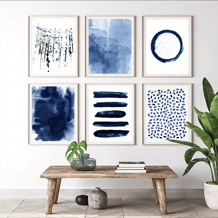 Toile de peinture abstraite bleu marine