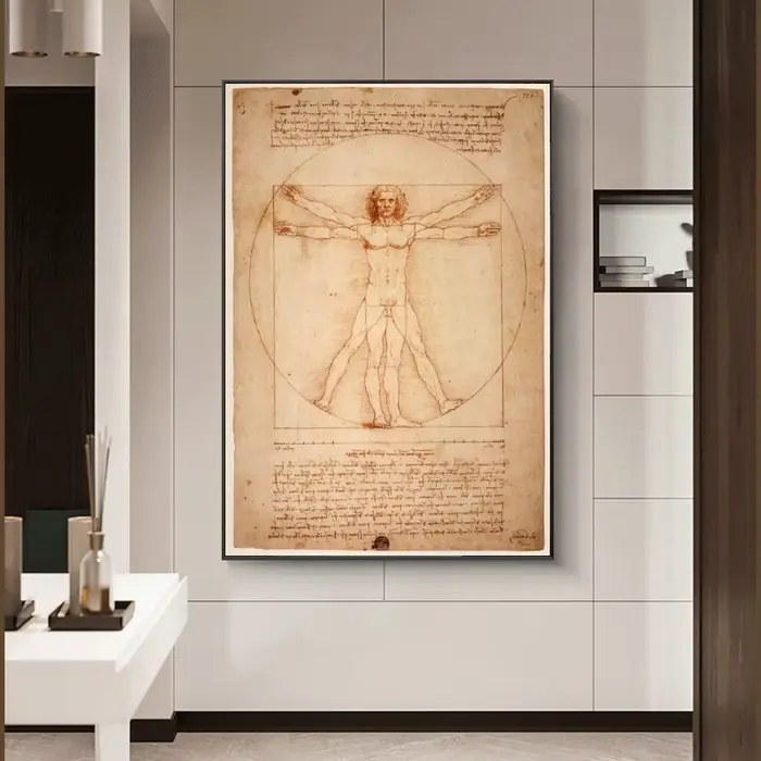 Peintures sur toile d'art célèbre homme de Vitruve