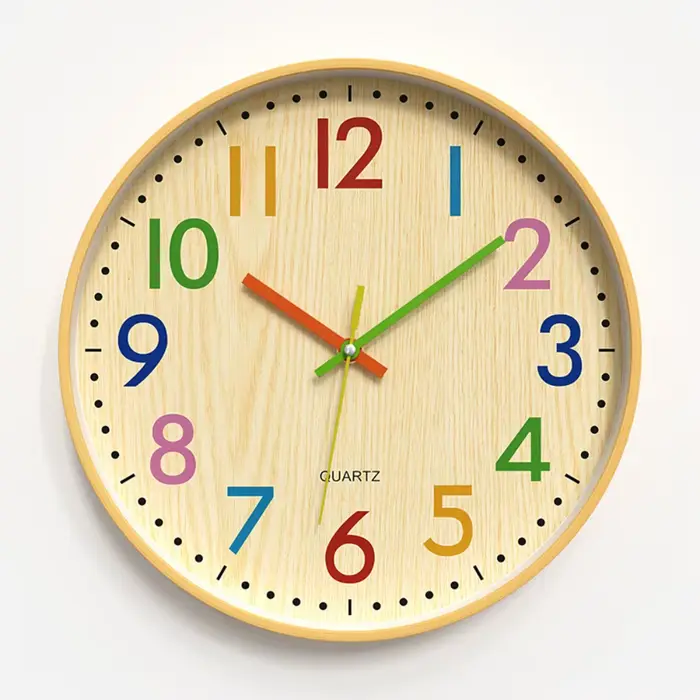 Horloge murale à chiffres de 12 pouces facile à lire, horloge à quartz en plastique sans tic-tac, ho