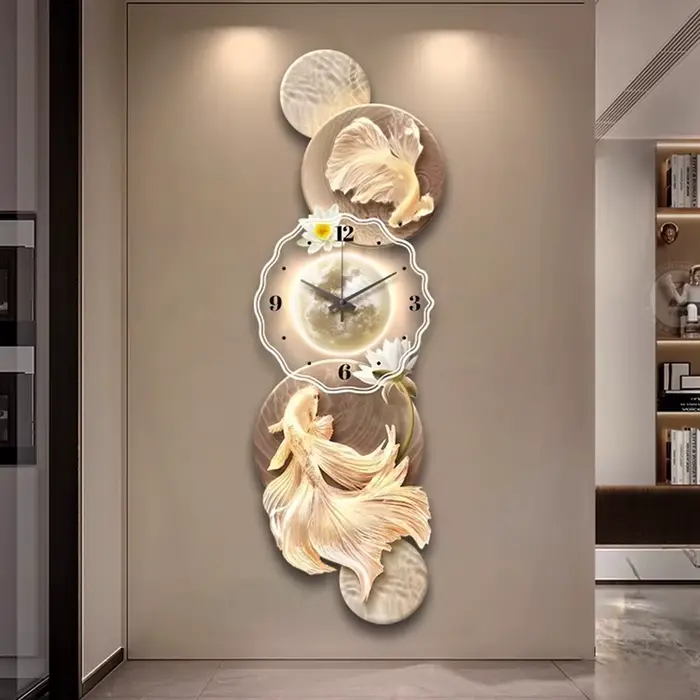 Fancy European Luxury Wall Clock Aesthetic Silent Luminous 3d Bedroom