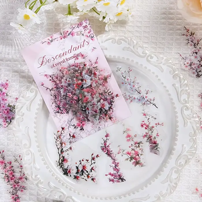 Autocollant imperméable Vintage plante fleurs PET