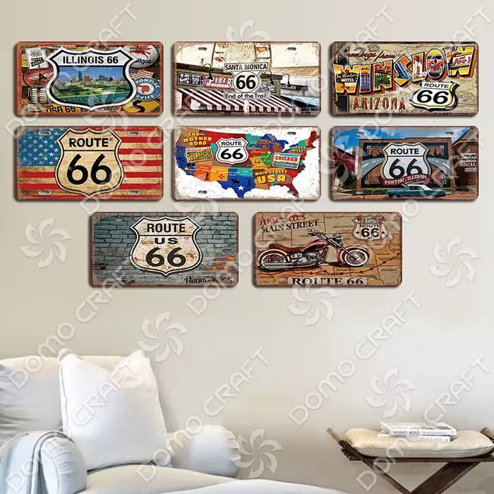 Planner Route 66 Metal Plate for Garage Bar