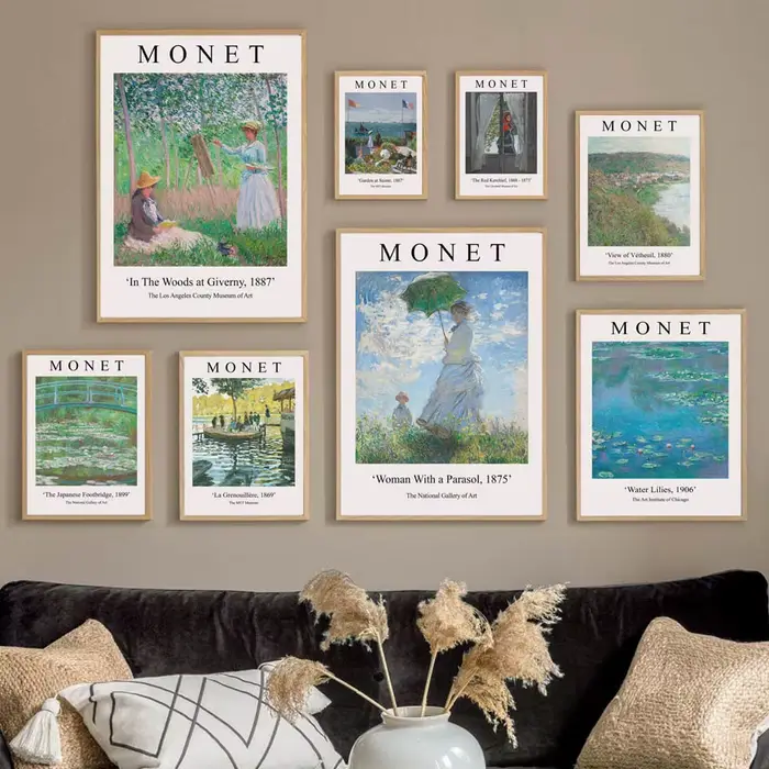 Affiche d'exposition Claude Monet, femme avec un parasol, eau CAN ies, peinture sur toile, art mural, impression murale, salon, décoration d'intérieur