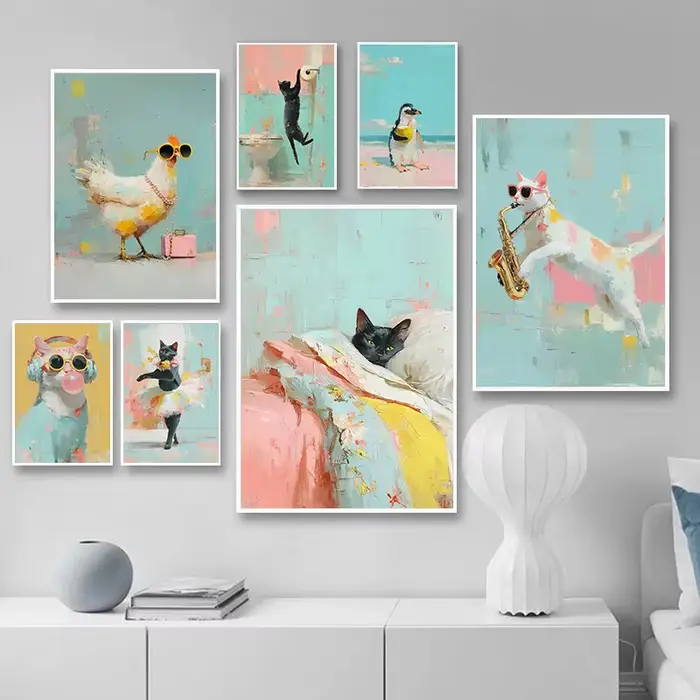 Affiches de peinture à l'huile d'art Pop d'animaux colorés élégants à la mode et beaux