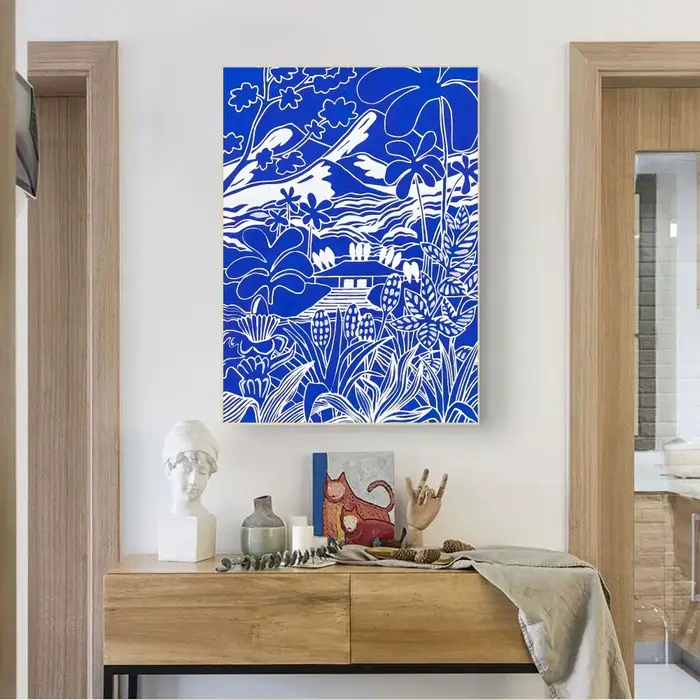 Affiche d'art mural simple bleu Klein abstrait