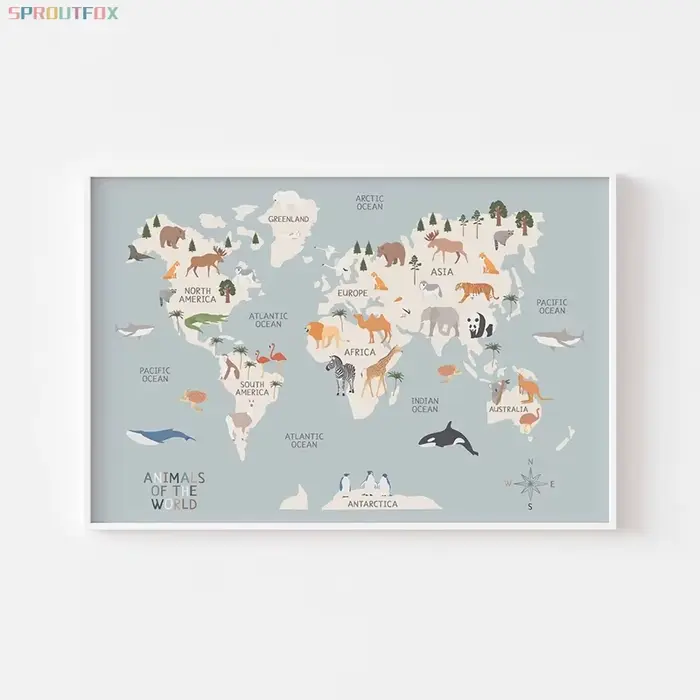 Toile de peinture de carte du monde