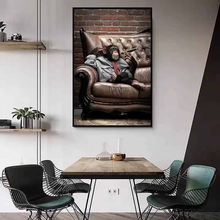 Peinture sur toile de singes qui fument