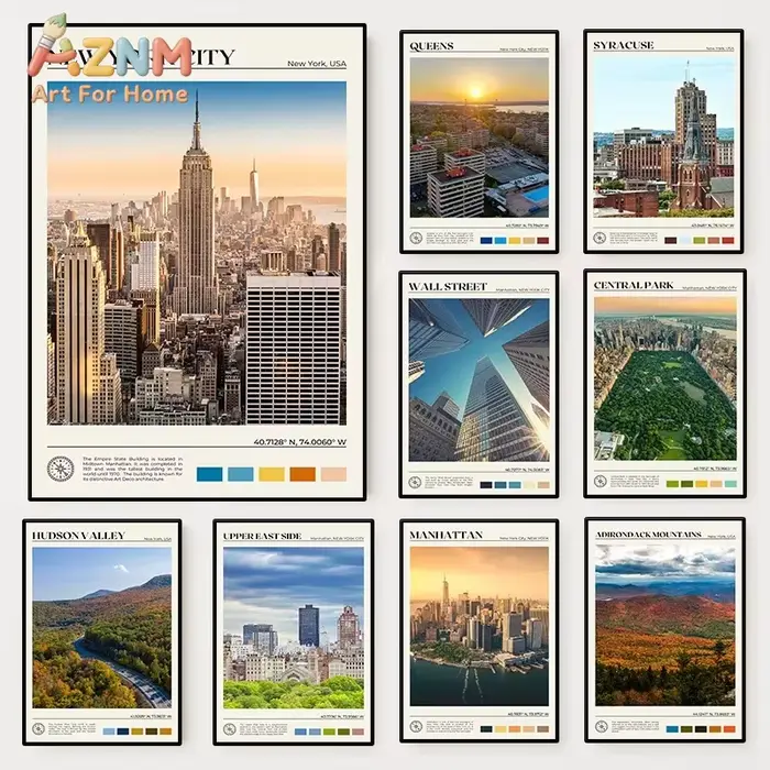 Affiche photo réelle de paysage de la ville de New York aux États-Unis