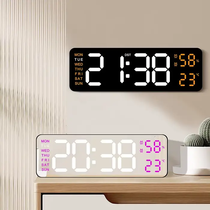 Grande horloge murale numérique à LED