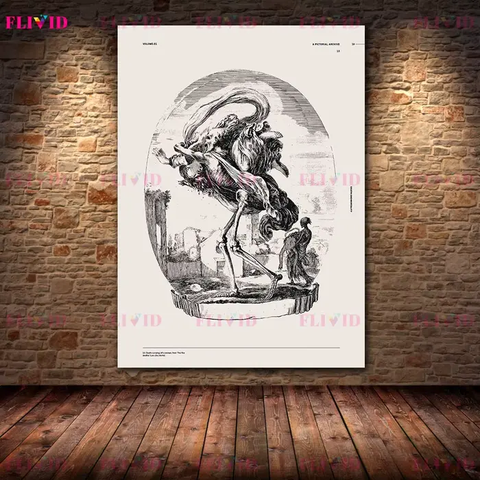 Peinture sur toile vintage gravée « Danse de la mort »
