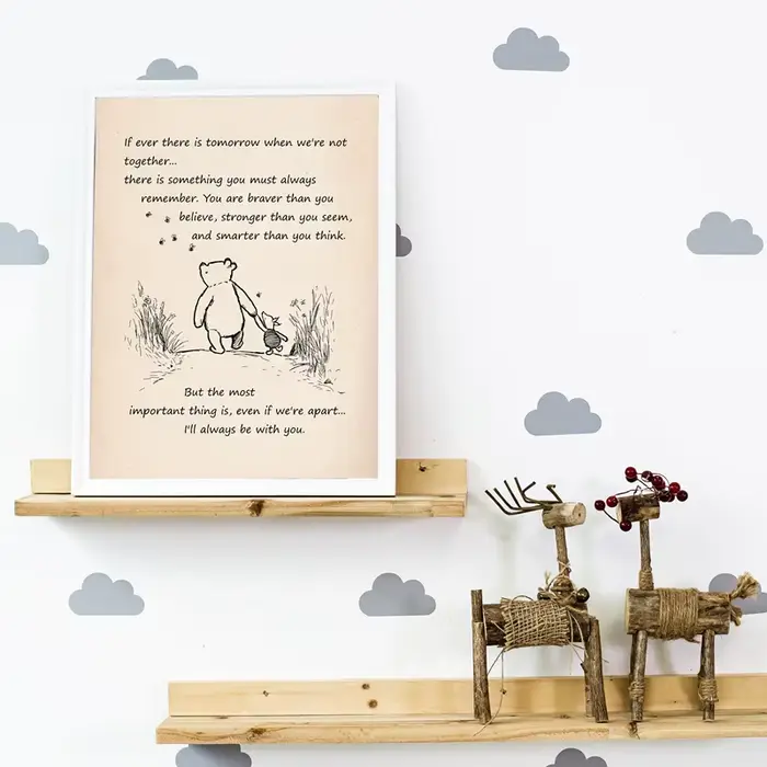 Affiche imprimée décor de pépinière si jamais il y a demain dessin animé Art toile peinture pour chambre d'enfants Winnie l'ourson citation Vintage