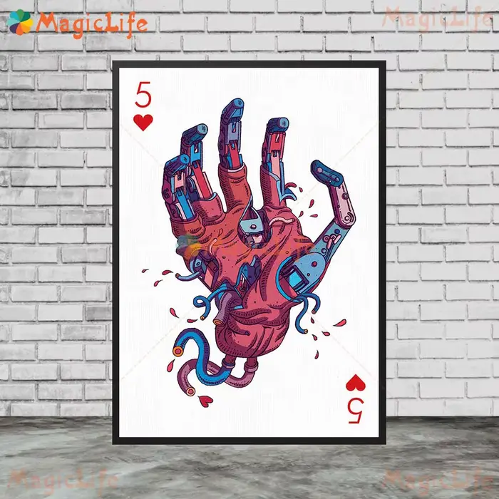 Coeurs abstraits Poker fille carte à jouer photos murales pour salon affiche nordique mur Art toile peinture décor à la maison sans cadre