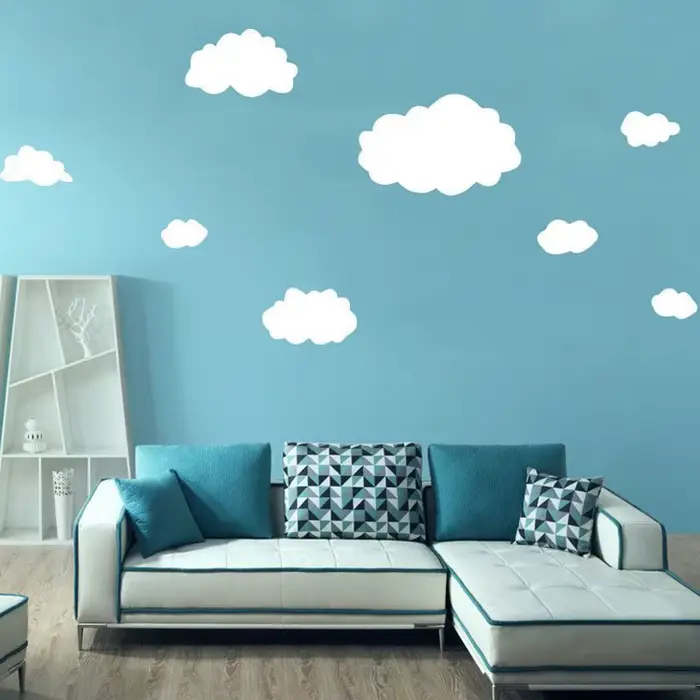 Autocollant mural PVC nuage blanc style nordique