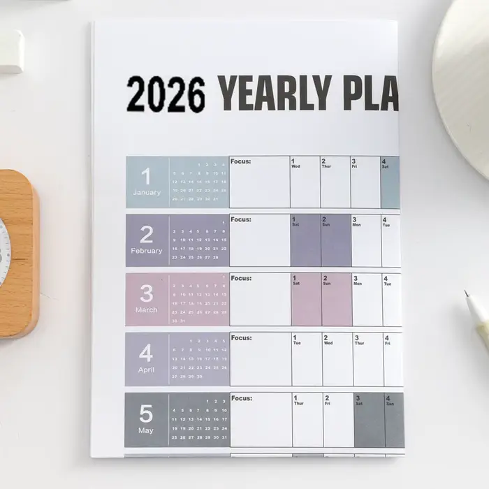 Affiche de calendrier mural annuel 2026 avec autocollants