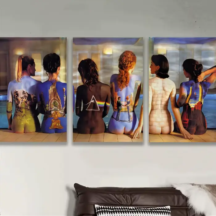 Affiche murale en toile de coton avec peinture et calligraphie de la groupe P-Pink Floyd